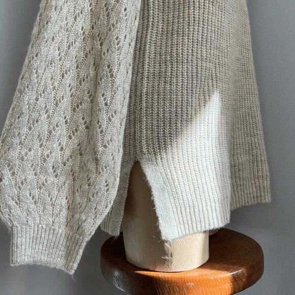 RW&CO. Delicate V Neck Knit Crochet Balloon Long Sleeve Tunic Sweater S Dainty - Picture 2 of 13